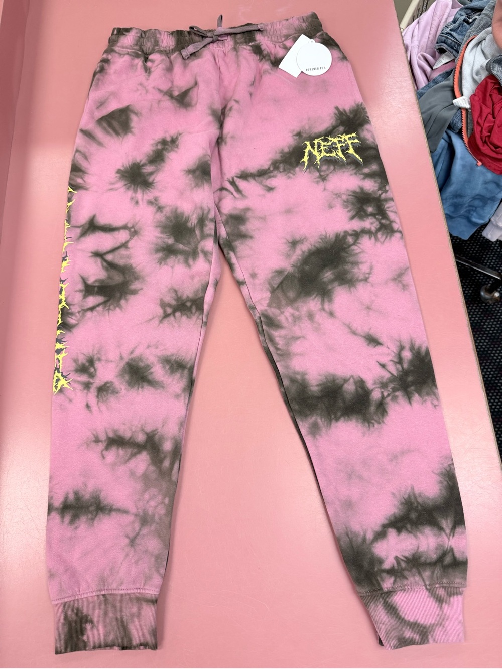 NWT!! Neff Tie-Dye Pink & Black Jogger Sweatpants retails for $50
